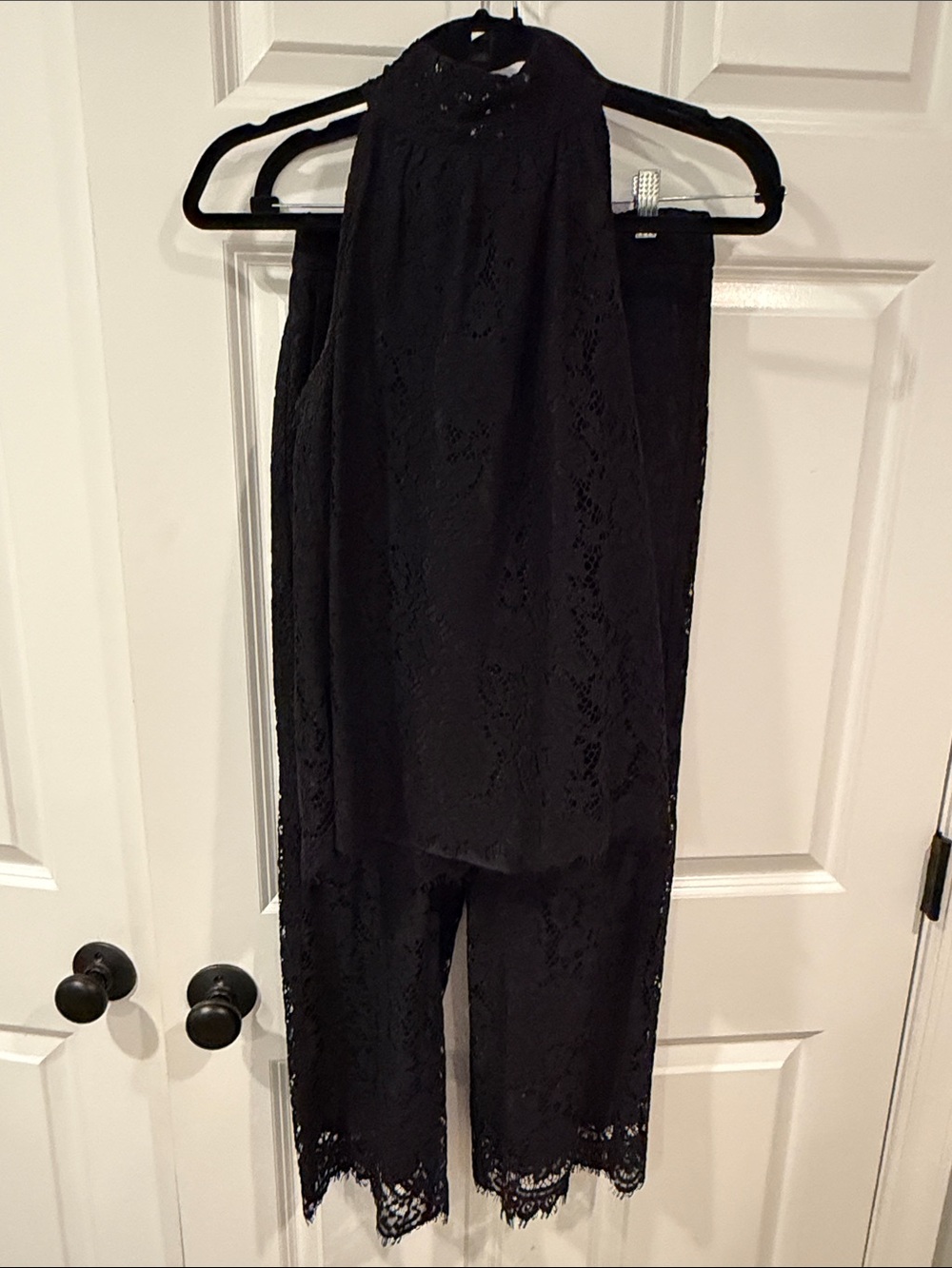 J. Crew Black Lace Halter Jumpsuit